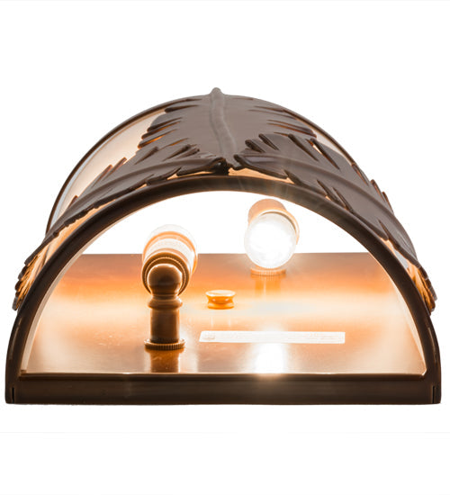 Meyda Lighting Tiki 8" 2-Light Vintage Copper Wall Sconce With Beige Botticino Idalight Shade Glass