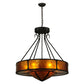 Meyda Lighting Timber 32" 6-Light Oil Rubbed Bronze Inverted Pendant Light With Amber Mica Shade Glass