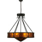 Meyda Lighting Timber 32" 6-Light Oil Rubbed Bronze Inverted Pendant Light With Amber Mica Shade Glass