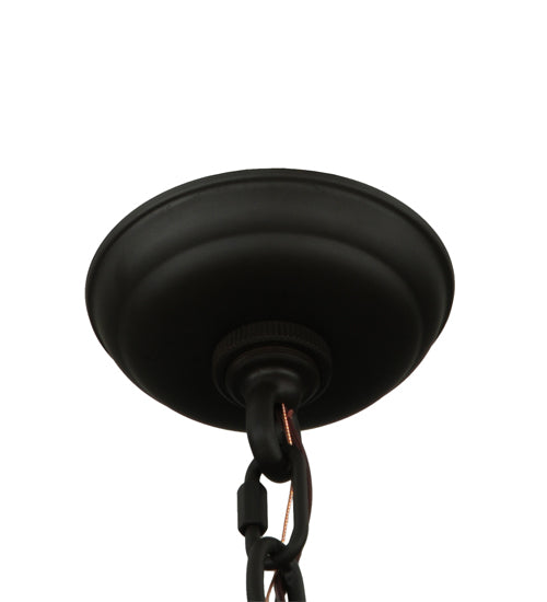 Meyda Lighting Timber 32" 6-Light Oil Rubbed Bronze Inverted Pendant Light With Amber Mica Shade Glass