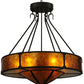 Meyda Lighting Timber 32" 6-Light Oil Rubbed Bronze Inverted Pendant Light With Amber Mica Shade Glass
