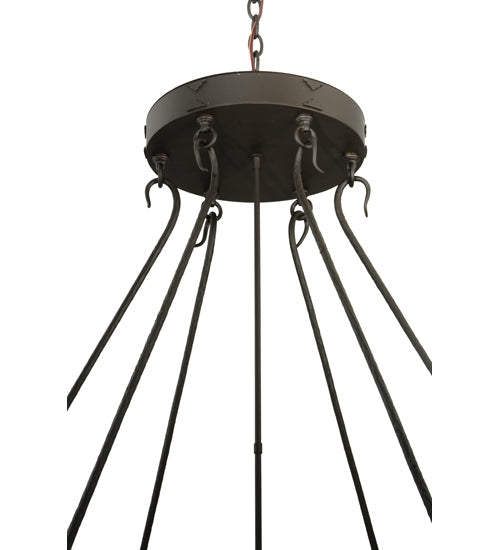 Meyda Lighting Timber 48" 6-Light Oil Rubbed Bronze Inverted Pendant Light With Amber Mica Shade Glass