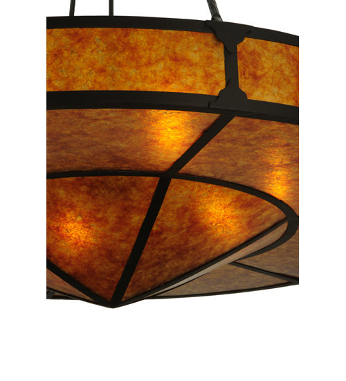 Meyda Lighting Timber 48" 6-Light Oil Rubbed Bronze Inverted Pendant Light With Amber Mica Shade Glass