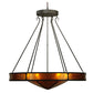 Meyda Lighting Timber 48" 6-Light Oil Rubbed Bronze Inverted Pendant Light With Amber Mica Shade Glass