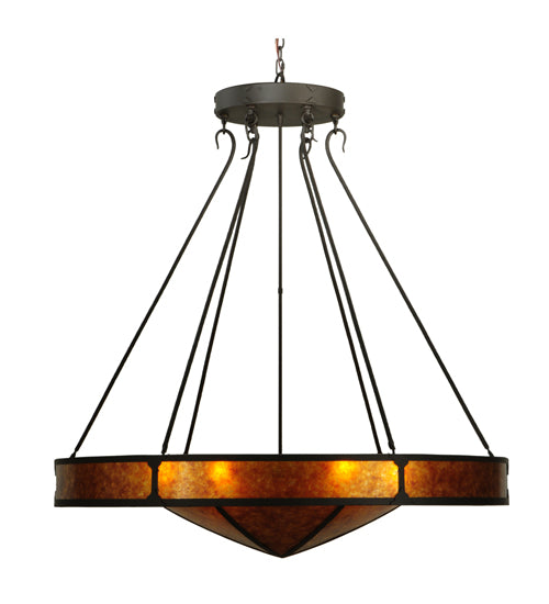 Meyda Lighting Timber 48" 6-Light Oil Rubbed Bronze Inverted Pendant Light With Amber Mica Shade Glass