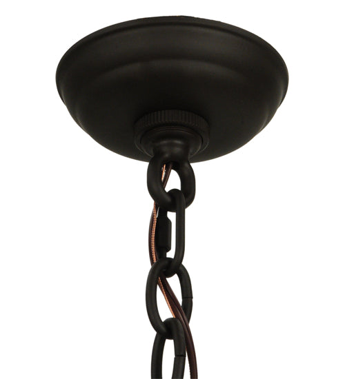 Meyda Lighting Timber 48" 6-Light Oil Rubbed Bronze Inverted Pendant Light With Amber Mica Shade Glass