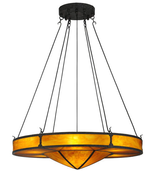 Meyda Lighting Timber 48" 8-Light Coffee Bean Semi-flush Mount Ceiling Light With Ambra Siena Idalight Shade Glass