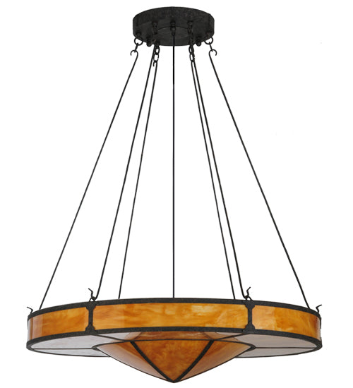 Meyda Lighting Timber 48" 8-Light Coffee Bean Semi-flush Mount Ceiling Light With Ambra Siena Idalight Shade Glass