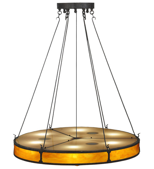 Meyda Lighting Timber 48" 8-Light Coffee Bean Semi-flush Mount Ceiling Light With Ambra Siena Idalight Shade Glass