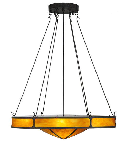 Meyda Lighting Timber 48" 8-Light Coffee Bean Semi-flush Mount Ceiling Light With Ambra Siena Idalight Shade Glass