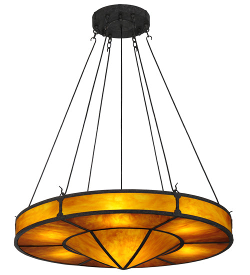 Meyda Lighting Timber 48" 8-Light Coffee Bean Semi-flush Mount Ceiling Light With Ambra Siena Idalight Shade Glass