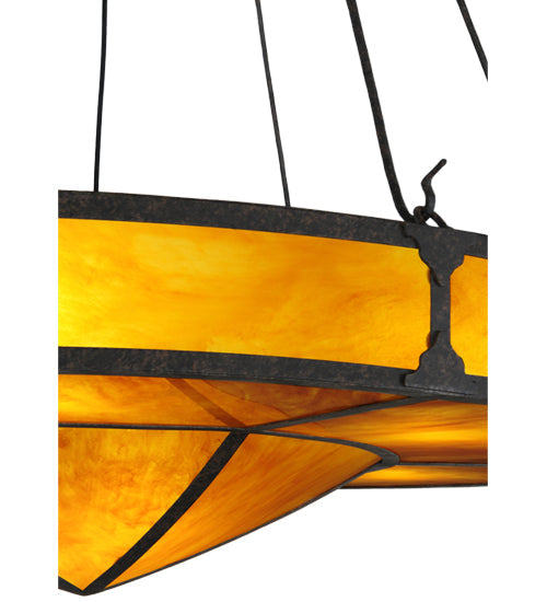 Meyda Lighting Timber 48" 8-Light Coffee Bean Semi-flush Mount Ceiling Light With Ambra Siena Idalight Shade Glass
