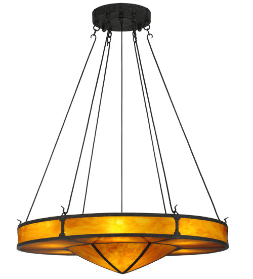 Meyda Lighting Timber 48" 8-Light Coffee Bean Semi-flush Mount Ceiling Light With Ambra Siena Idalight Shade Glass
