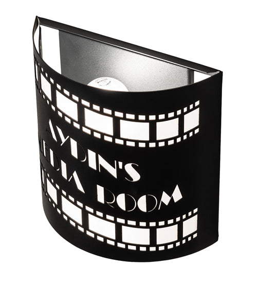 Meyda Lighting Tinseltown 10" 2-Light Textured Black Filmstrip Personalized Wall Sconce With White Shade