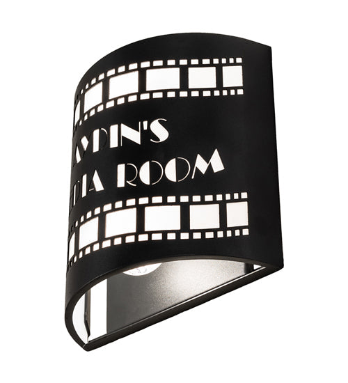 Meyda Lighting Tinseltown 10" 2-Light Textured Black Filmstrip Personalized Wall Sconce With White Shade