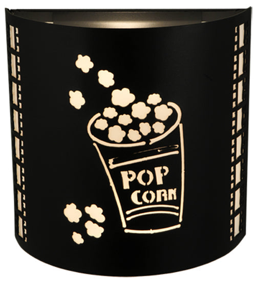 Meyda Lighting Tinseltown 10" 2-Light Textured Black Filmstrip Popcorn Wall Sconce With Arctic Idalight Shade