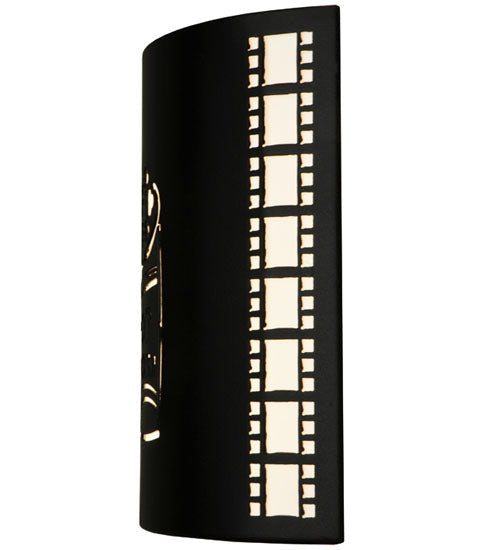 Meyda Lighting Tinseltown 10" 2-Light Textured Black Filmstrip Popcorn Wall Sconce With Arctic Idalight Shade