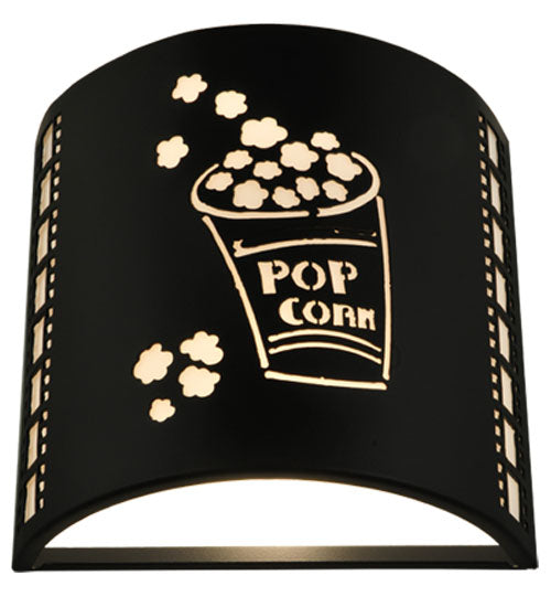 Meyda Lighting Tinseltown 10" 2-Light Textured Black Filmstrip Popcorn Wall Sconce With Arctic Idalight Shade