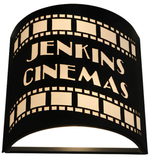 Meyda Lighting Tinseltown 10" 2-Light Textured Black Filmstrip Wall Sconce With Arctic Idalight Shade