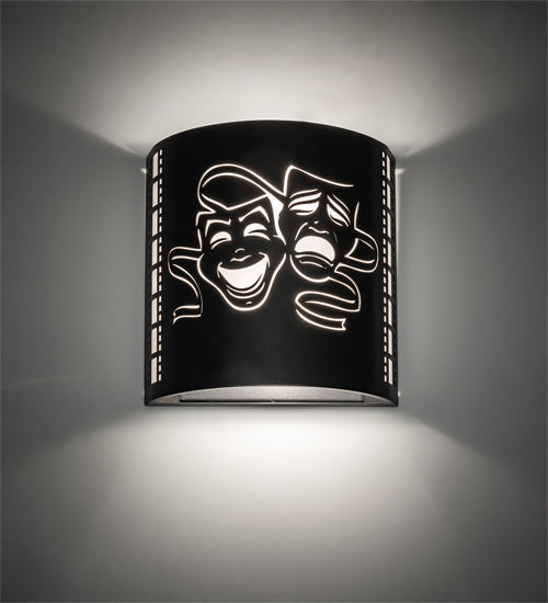 Meyda Lighting Tinseltown 10" 2-Light Textured Black Wall Sconce With Arctic Idalight Shade