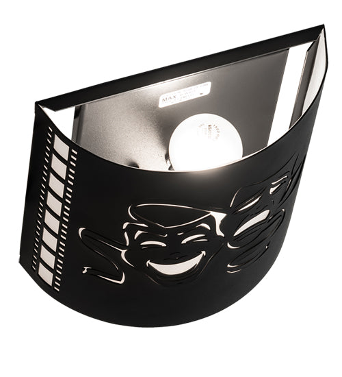 Meyda Lighting Tinseltown 10" 2-Light Textured Black Wall Sconce With Arctic Idalight Shade