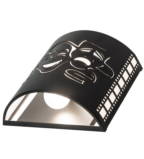 Meyda Lighting Tinseltown 10" 2-Light Textured Black Wall Sconce With Arctic Idalight Shade