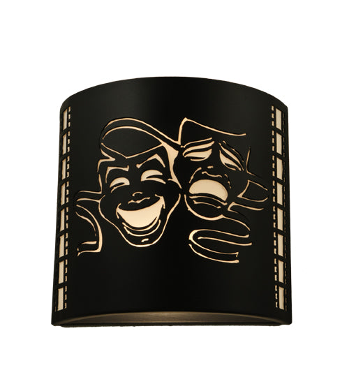 Meyda Lighting Tinseltown 10" 2-Light Textured Black Wall Sconce With Arctic Idalight Shade
