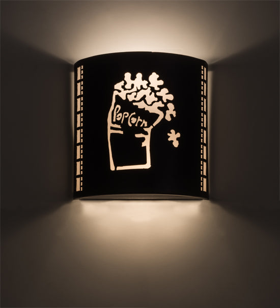 Meyda Lighting Tinseltown 23166 10" 2-Light Textured Black Filmstrip Popcorn Wall Sconce With Arctic Idalight Shade