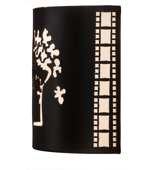 Meyda Lighting Tinseltown 23166 10" 2-Light Textured Black Filmstrip Popcorn Wall Sconce With Arctic Idalight Shade