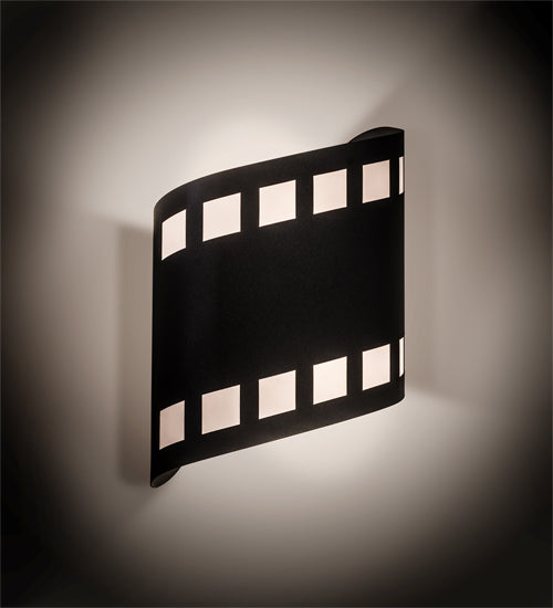 Meyda Lighting Tinseltown 9" 2-Light Textured Black Filmstrip Wall Sconce With Arctic Idalight Shade