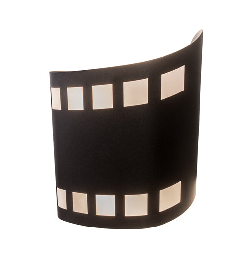 Meyda Lighting Tinseltown 9" 2-Light Textured Black Filmstrip Wall Sconce With Arctic Idalight Shade