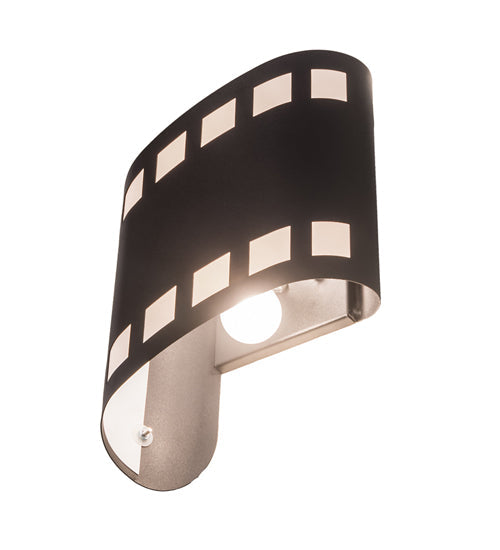 Meyda Lighting Tinseltown 9" 2-Light Textured Black Filmstrip Wall Sconce With Arctic Idalight Shade