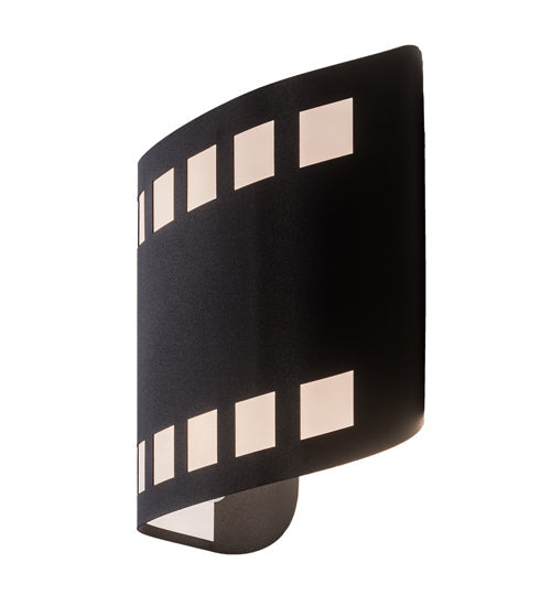 Meyda Lighting Tinseltown 9" 2-Light Textured Black Filmstrip Wall Sconce With Arctic Idalight Shade