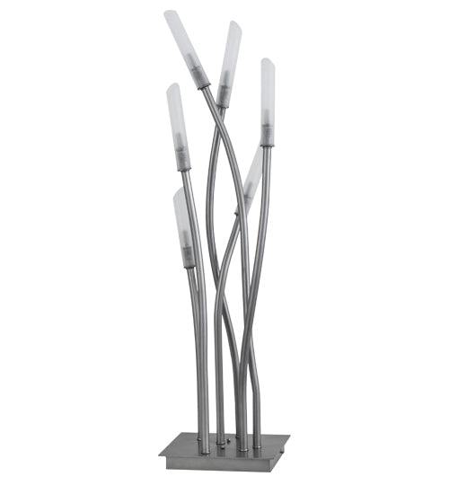 Meyda Lighting Titicaca 42" 6-Light Nickel Table Lamp With Contrail Mist Idalight Shade