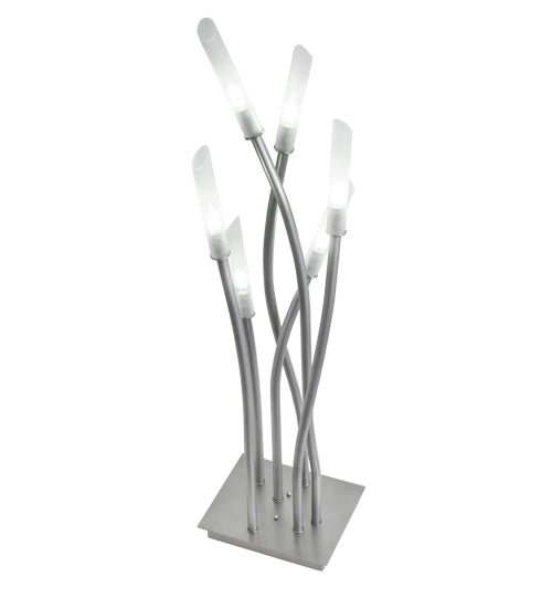 Meyda Lighting Titicaca 42" 6-Light Nickel Table Lamp With Contrail Mist Idalight Shade