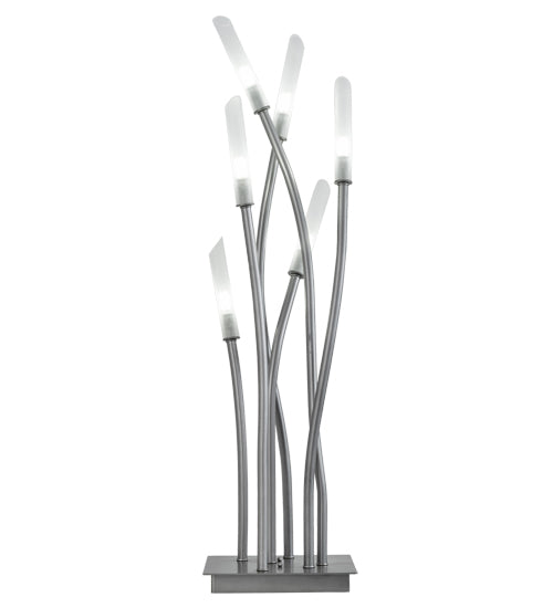 Meyda Lighting Titicaca 42" 6-Light Nickel Table Lamp With Contrail Mist Idalight Shade