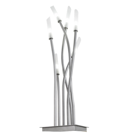 Meyda Lighting Titicaca 42" 6-Light Nickel Table Lamp With Contrail Mist Idalight Shade