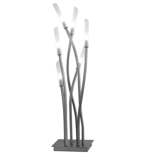 Meyda Lighting Titicaca 42" 6-Light Nickel Table Lamp With Contrail Mist Idalight Shade