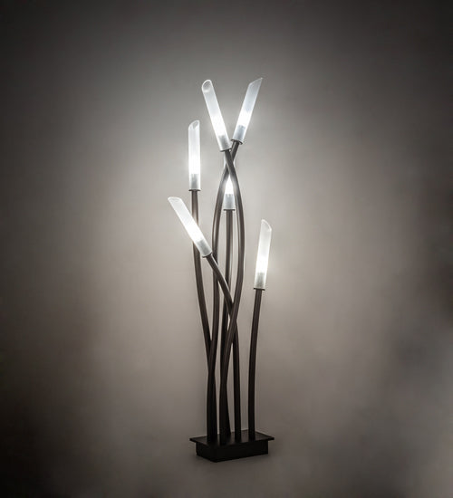 Meyda Lighting Titicaca 42" 6-Light Oil Rubbed Bronze Table Lamp With Contrail Mist Idalight Shade