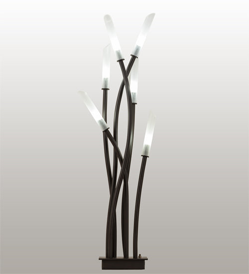 Meyda Lighting Titicaca 42" 6-Light Oil Rubbed Bronze Table Lamp With Contrail Mist Idalight Shade