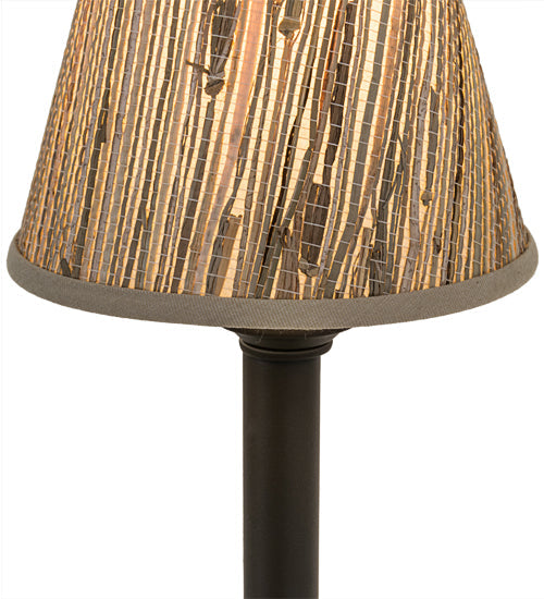 Meyda Lighting Tobago 17" Oil Rubbed Bronze Bar Top Lamp With Beige Natural Grass Cloth Shade