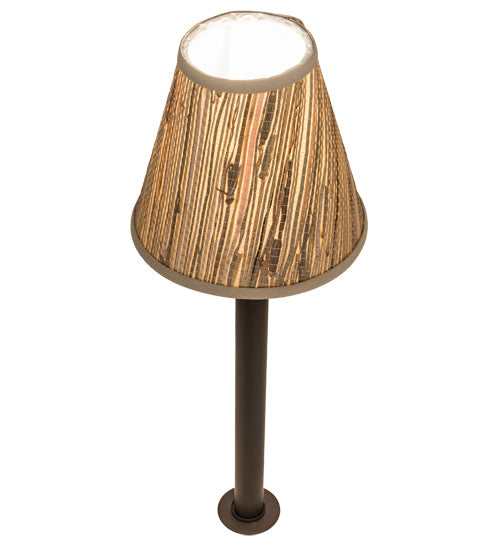 Meyda Lighting Tobago 17" Oil Rubbed Bronze Bar Top Lamp With Beige Natural Grass Cloth Shade