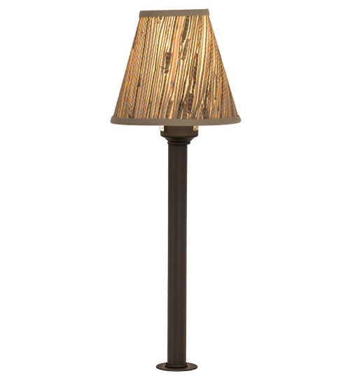 Meyda Lighting Tobago 17" Oil Rubbed Bronze Bar Top Lamp With Beige Natural Grass Cloth Shade
