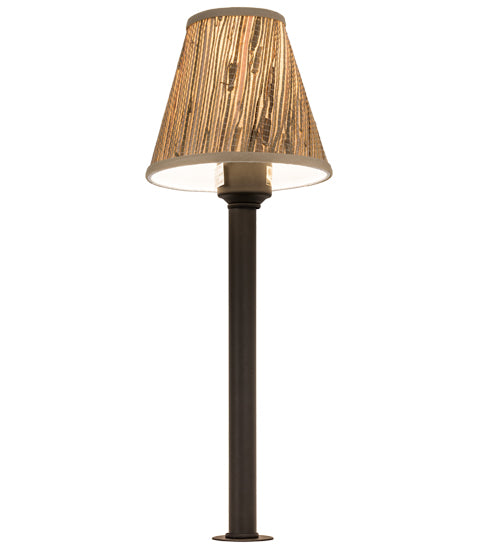 Meyda Lighting Tobago 17" Oil Rubbed Bronze Bar Top Lamp With Beige Natural Grass Cloth Shade