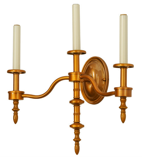 Meyda Lighting Toby 22" 3-Light Brass Tint Wall Sconce With Cream Textrene Shade