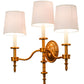 Meyda Lighting Toby 22" 3-Light Brass Tint Wall Sconce With Cream Textrene Shade