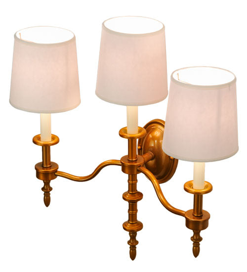 Meyda Lighting Toby 22" 3-Light Brass Tint Wall Sconce With Cream Textrene Shade