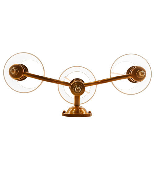 Meyda Lighting Toby 22" 3-Light Brass Tint Wall Sconce With Cream Textrene Shade