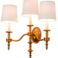 Meyda Lighting Toby 22" 3-Light Brass Tint Wall Sconce With Cream Textrene Shade
