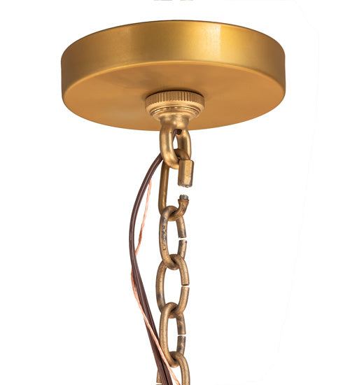 Meyda Lighting Toby 52" 15-Light Matte Gold Over Chrome Chandelier With Cream Textrene Shade
